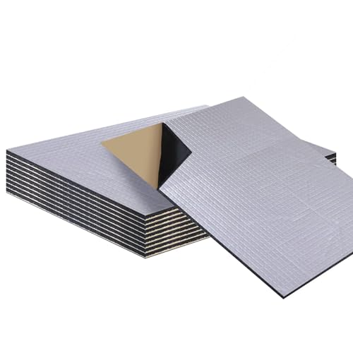 Goviox 5mm Estera insonorizante para automóvil, 10 Piezas 40x25cm Aislamiento Acústico para Coche, Estera Autoadhesiva, Impermeable, Paneles Aislantes Termicos para Capó del Coche Motor