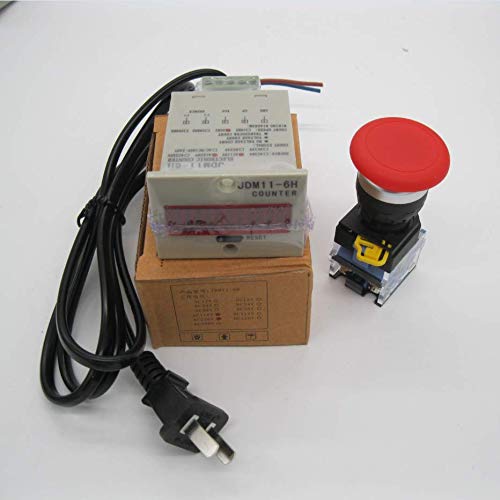 Image of TWTADE / 110-220VAC LED Auto Display Digital Counter 0-999999 6 Digits + Red Mushroom Momentary Switch Push Button 10A 440V 1NO 1NC