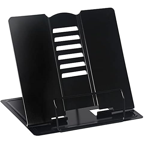 Nsxsu Adjustable Metal Book Stand for Reading , Sturdy Cooking Textbook Book Holder for Cookbook/Music Score/Document /Recipe,Desk Reading Stand with Foldable and Portable Cover