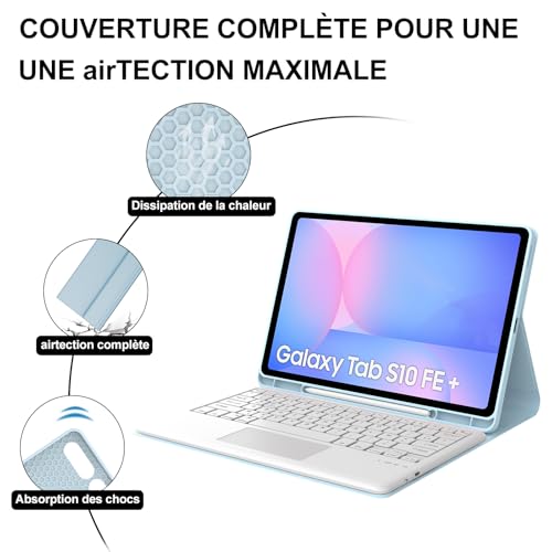 Coque Clavier Samsung Tab S10 FE+ Plus évite la perte du stylet