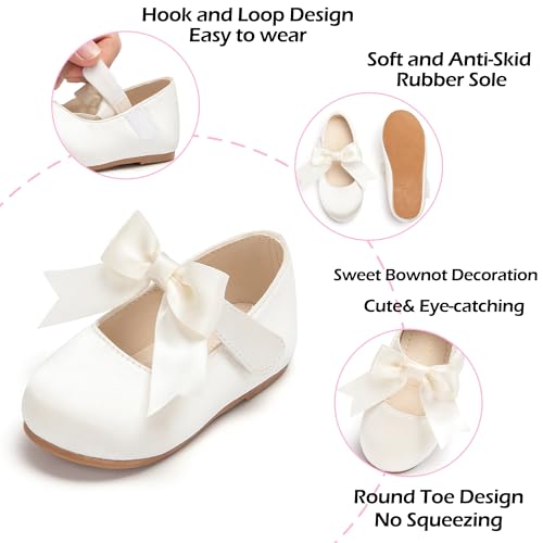 Image of PHIRAMIN Tollder Girl Dress Shoes - Little Girl Ballet Flats for Wedding Party