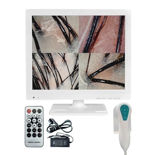15 Inch Scalp Camera with 200X Lens, Professional Scalp Analysis Machine and Skin Analyzer, Large LCD Head Spa Equipment with Storage & Split-Screen, Salon & Home Use (White)
