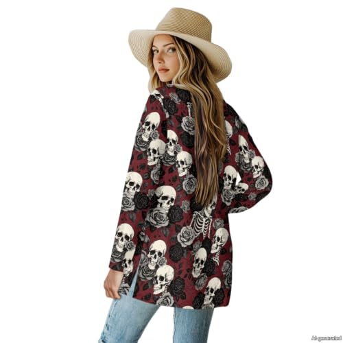 Image of Forchrinse Red Ladybug Cardigan for Women Causal Long Sleeve Open Front Cardigans Sweater Fashion 2024 Fall Coat with Pockets