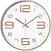 Produktbild Foxtop 30cm Rund Modern Quartz Lautlos Wanduhr Schleichende Sekunde ohne Ticken (Rose Gold, 12 Zoll, Groß Arabisch Ziffer)