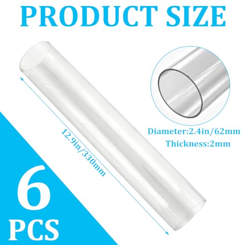 Image of LANIAKEA 6PCS Clear PVC Pipe 2-1 /2 inch x 13 inch Long, Round DIY Plastic Tubing, Rigid Storage Tube for Woodworking Tool, Dust Collection System