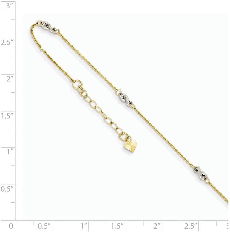 FJC Finejewelers 9 Inch 14 kt Two Tone Gold Cable Chain W/rope Chain W/ 1in Ext Anklet