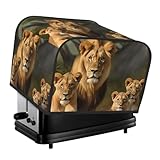 4 Scheiben Toaster-Abdeckungen, Brotmaschinen-Abdeckung, gesteppt, staubdicht, Fingerabdruckschutz, kleine waschbare Geräteabdeckung, Löwenfamilie, Brotbackmaschine, Staubschutz, Universalgröße