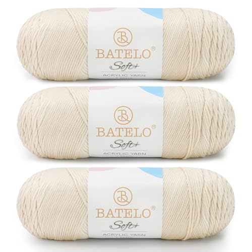 Image of Soft Linen White Yarn 1008 Yards - 3 Pack Acrylic Yarn of 200g /7.5oz - 4 Medium (Worsted) - Crocheting, Knitting, Amigurumi, Craft