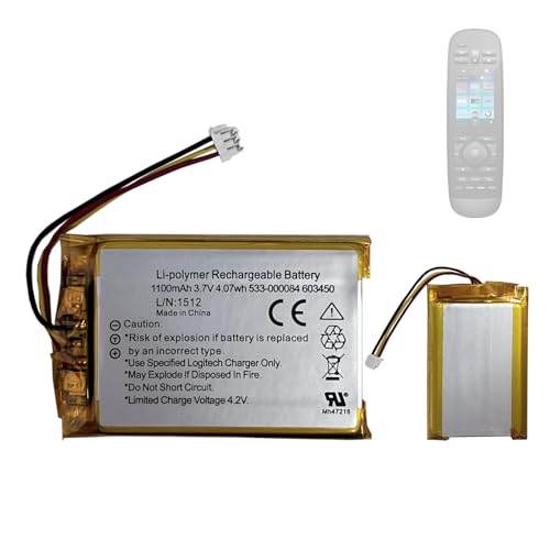 HIGHAKKU Batería de repuesto 603450 compatible con Logitech Harmony Touch, Harmony Ultimate Remote Controls 533 000083 533 000084 915 000198 0201