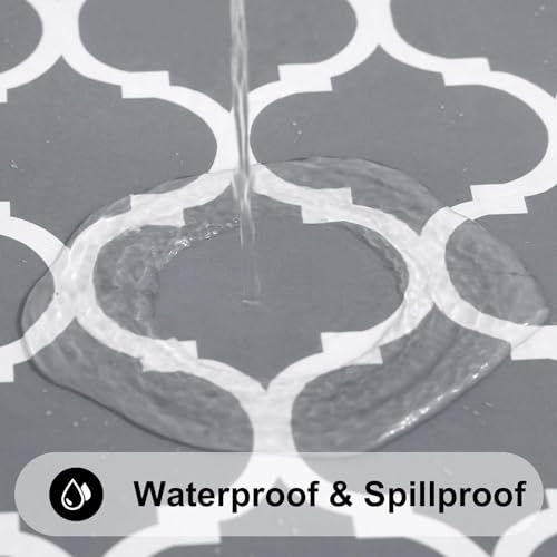Image of Smiry Oval Table Cloth, Waterproof Vinyl Tablecloths with Flannel Backing for Oval Tables, Wipeable Spillproof Plastic Tablecloth for Dining, Camping, Indoor and Outdoor (60 inchx84 inch, Grey)