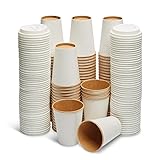 GEEONYX Reusable and Disposable Coffee Cups with Lids, 12 Oz - 100 Pack, Eco Friendly and Biodegradable Double Insulated Wall and Heavy Organic Paper Cups for Home, Office, Travel, Camping and Party
