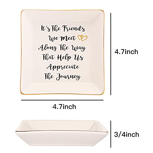 Ruimic Going Away Graduation Birthday Gifts For Friends Coworkers-Ceramic Ring Trinket Dish, Jewelry Tray - Far Apart Long Distance Gifts For Bestie - Miss You Thank You Gifts For Her #TOP2