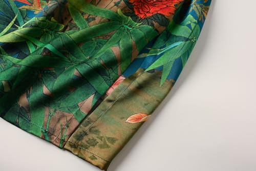 Image of Women's Silk Kimono Robe Short Bathrobe Nightgown 100% Mulberry Silk for Women - Classic Floral Pattern
