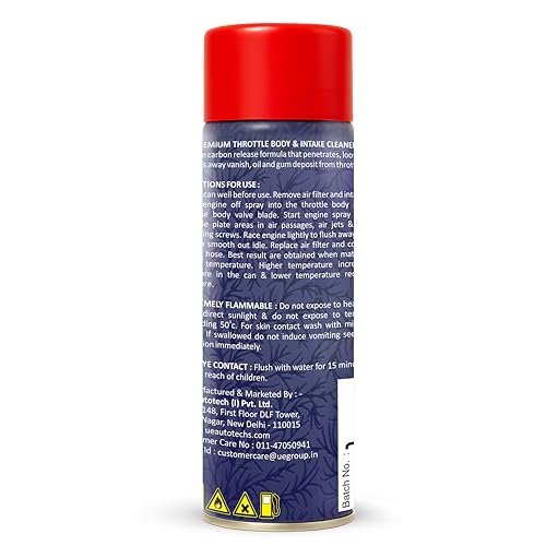 UE Autotech Premium Throttle Body Cleaner - Carburetor Air Intake and Carburetor Choke Fuel Oil - Improves Fuel Efficiency Deposit Spray, 150 ml Pack of 2