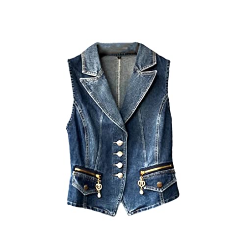 Gilet en jean femme coréen décontracté bleu taille M sans manches court