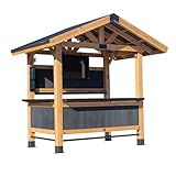Backyard Discovery Palisade 9' x 6' Cedar Wood Outdoor Bar Set with Galvanized Steel Roof, Bar Top, Shelving, Snow Load Support, Wind Resistance, PowerPort for Patio, Deck, Entertaining