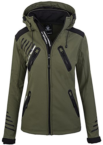 Rock Creek Damen Softshell Jacke Outdoorjacke Windbreaker Übergangs Jacke - Dunkelgrün - 48/3XL