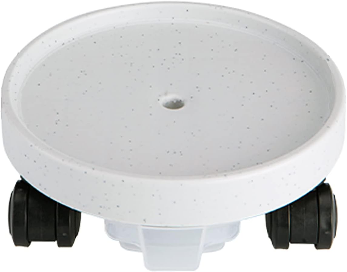 WAVEIST 10.6" Plant Caddy White with Easy Moving Caster Wheels, Round Shape Planter Tray Pallet with Water Storage Box Easy and Mute to Move Heavy Duty Flower Pots Indoor or Outdoor (Small)
