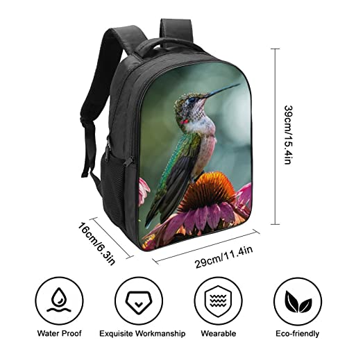 Mochila de moda adolescente para el instituto con estampado de colibrí 2