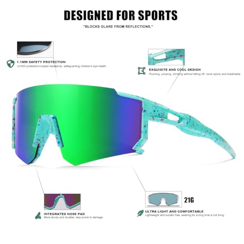 Image of SEKKAF Kids Sunglasses Youth Baseball Sunglasses for Boys Girls Softball Sports Sun Glasses UV Protection