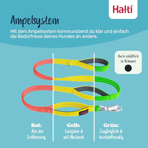 Halti BRIG Sicherheitsleine - Farbcodierte Hundeleine mit Ultrastarker Karabiner, Reflektierend, Gepolsterter Griff & D-Ring. Designt für Große Hunde (Schwarz, 1,5m Lang)
