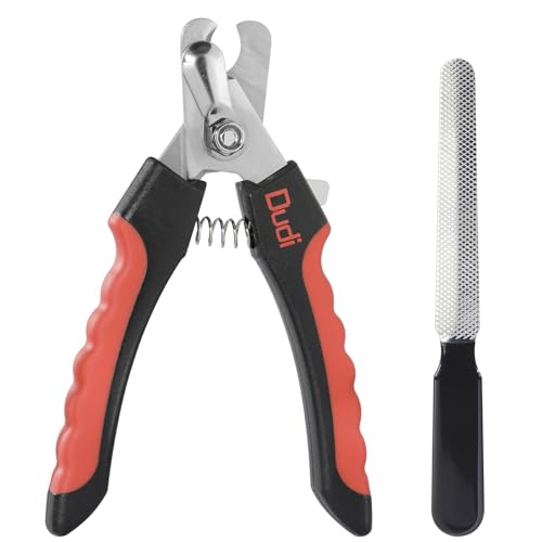 Dudi-Pet-Dog-Nails-Clippers-and-Nail-File-Cat-or-Puppy-Claw-Trimmers-with-Lock-Guard-Razor-Sharp-Grooming-Clipper-Trimmer-Blades-for-All-Breed-Sizes-Black-Red-Big 41j4tuAV60L