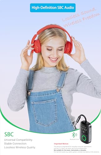 GMCELL Bluetooth Transmitter Receiver Aux Adapter: Connects 2 Headphones for Airplane TV Car Audio - Thumbnail 5