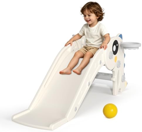 Glaf Indoor Slide for Toddlers 1-3 Home Play Area Safe Freestanding (White)