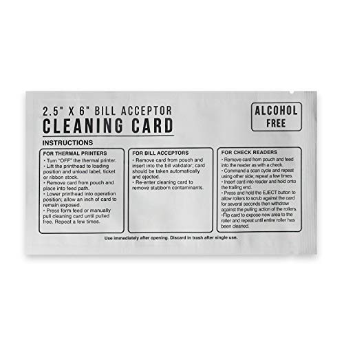 Bill Validator Acceptor MICR Reader Cleaning Cards - 2.5x6 Alcohol Free 25 Cards - Thumbnail 5