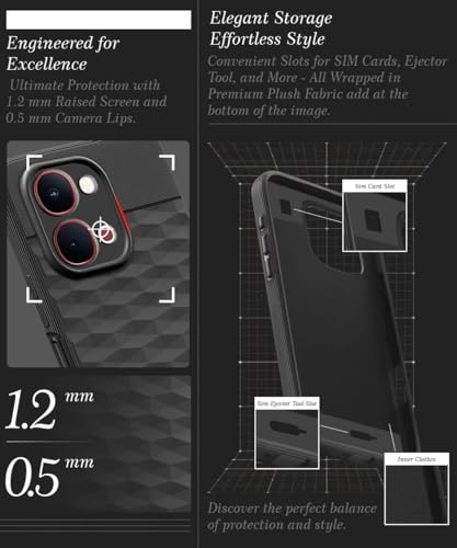 Image of WOW IMAGINE Back Cover for iQOO Z11x | Vivo T5x 5G with Hexa Cube Design | Ultra Slim Soft Rubberised Case | Inner Velvet Fabric | Flexible Mobile Case | Camera Protection - Black