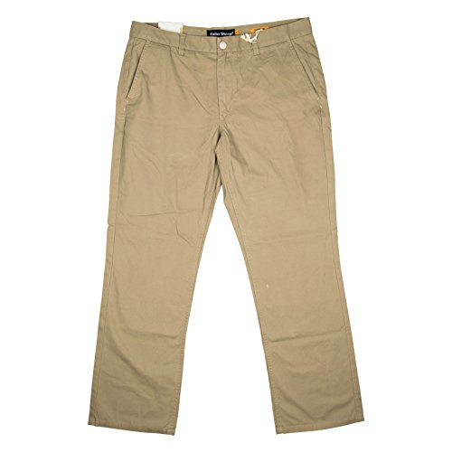 Tailor Vintage Men's Flat Front Straight Fit Washed Chino Pant (34x30, Khaki)