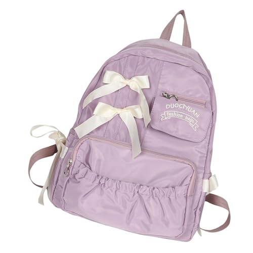 Grand sac à dos avec nœuds mignons en nylon pour éviter le désordre scolaire