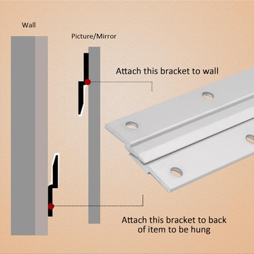 Image of Murtenze 6 Inch French Cleat Picture Hanger Z Hanger, Aluminum Interlocking Wall Mounting Bracket Hardware Kit Z Clips for Hanging Wall Painting, Picture, Whiteboard, Headboard, Artwork (2 Pairs)