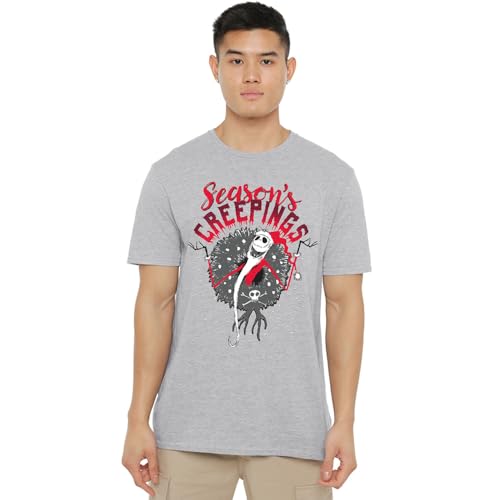 T-Shirt Mixte L'Étrange Noël de Monsieur Jack Gris Athlétique en Coton