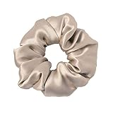 LilySilk Silk Hair Scrunchies for Frizz&Breakage Prevention, 100% Mulberry Silk Hair Ties No Damage, Elastic Silk ponytail Holders, 1Pc, Coffee