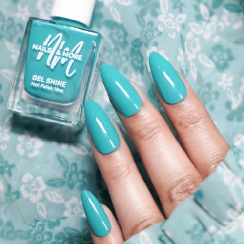 Image of Nails & More Turquoise Nail Polish, Argan Oil-Infused Gel Shine, Aqua Blue Nails, Unique & Trendy | 10ml