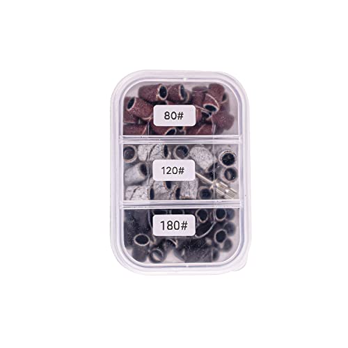 Luckaide Schleifhülsen Nagelbohrer 75PCS mit Nagelbohrer, Kasten, 80/120/180GRIT Nagelkunst-Schleifband Nagelfräser Aufsatz für Maniküre Pediküre Nagelpflege