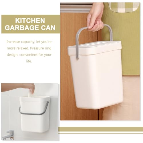 Caneca de basura de cocina colgante con tapa blanca miniatura 3