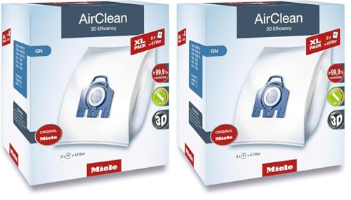 Image of Miele Genuine AirClean XL Pack GN Vacuum Cleaner Bags, 8 Bags Included, for Miele Complete C3, Complete C2, and Classic C1 Vacuum Cleaners (Pack of 2)
