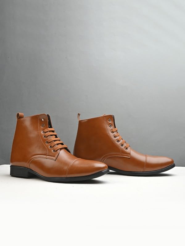 Image of Server Men's Chelsea Ankle Boots | Casual Boots for Men | Ankle Height Boots| All Day wear | Comfortable Formal Office & Business Wear Shoes | Lace up Boots | Derby Boots