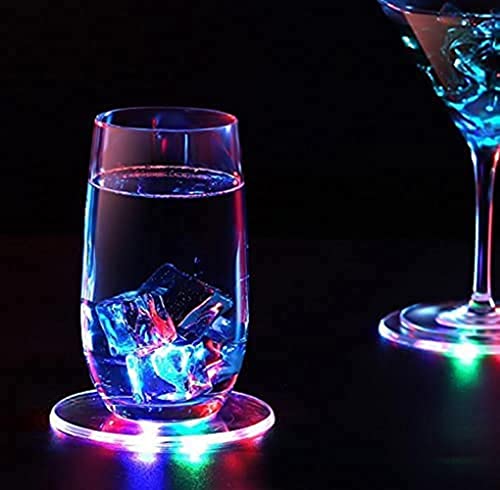 LED-Cocktail-Untersetzer, Acryl, mehrfarbig, Infinity-Tunnel, LED-Getränke-Untersetzer, ultradünn, 10 cm, Getränke-Untersetzer für Club, Hochzeit, Bar, Party-Dekoration, 5 Stück Cover