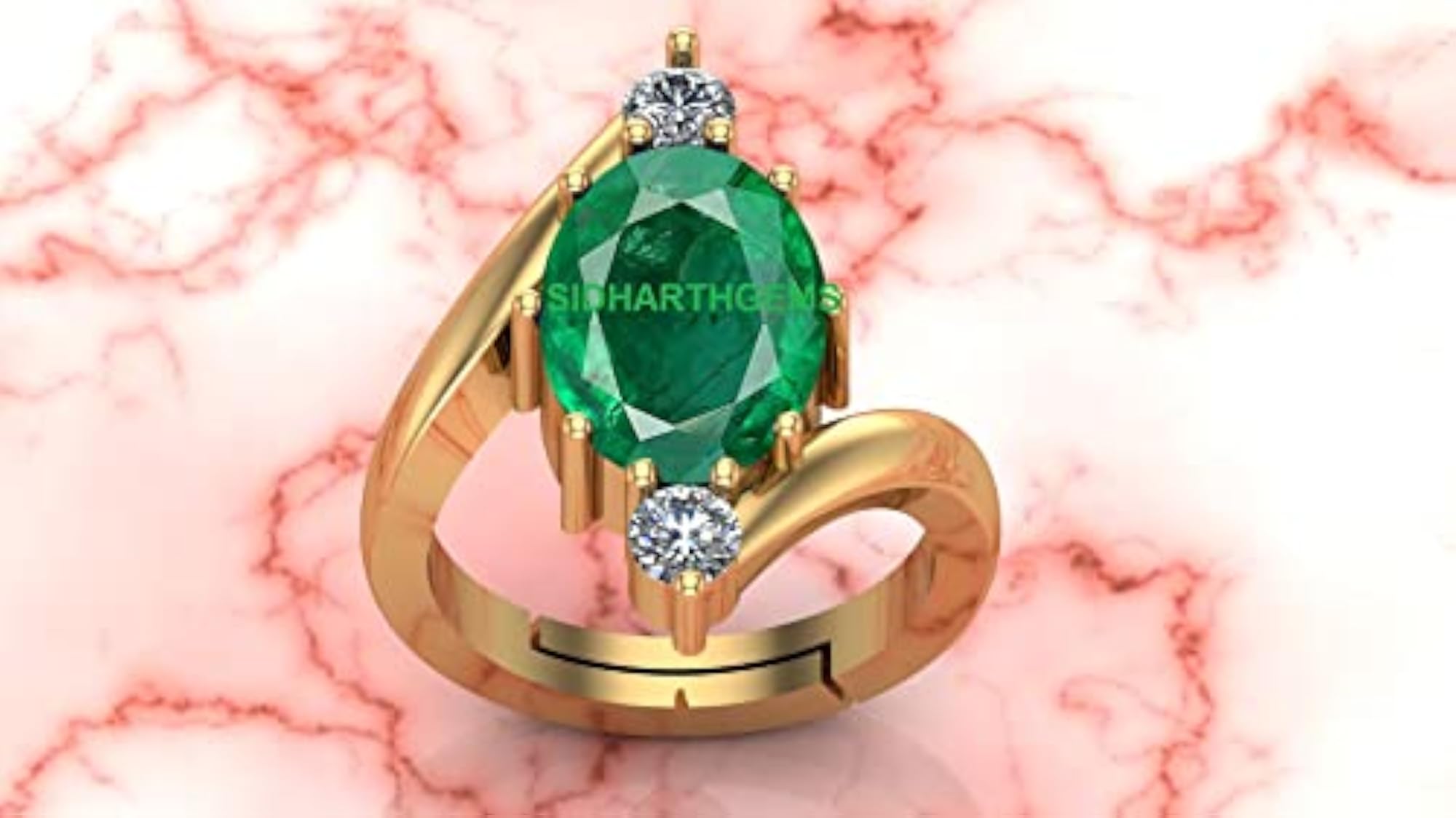 19.25 Ratti Natural Emerald Panchdhatu Adjustable Ring