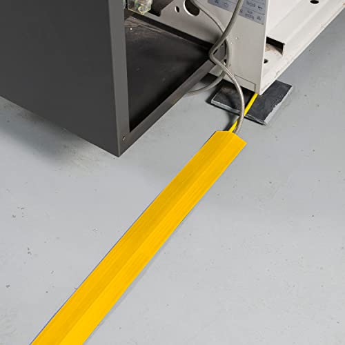 D-Line 6Ft Floor Cord Cover, Floor Cable Protector, Extension Cord Cover, Protect Wires & Prevent Cable Trips, Cable Management Solution - Cord Cavity = 0.63" (W) X 0.31" (H) - Safety Yellow #TOP5
