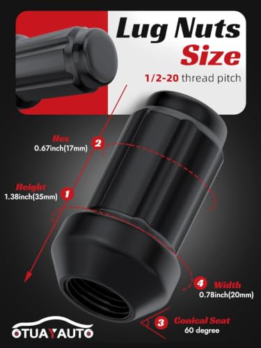 Image of OTUAYAUTO 1 /2-20 Lug Nuts,Replacement for 1987-2018 Jeep Wrangler
