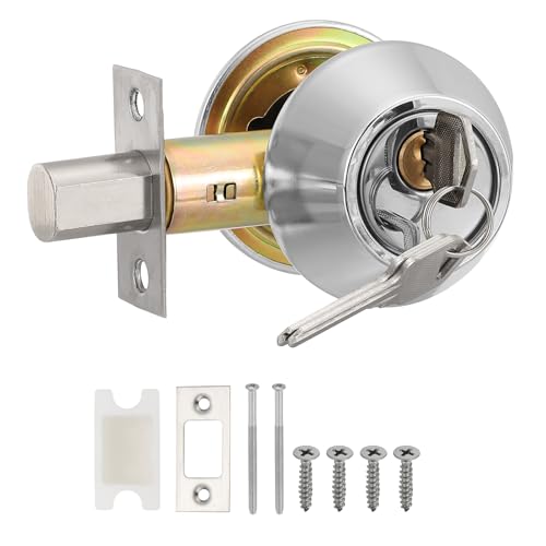 PATIKIL Keyed Alike Double Cylinder Deadbolts, Keyed Entry Door Knob Anti-Theft Exterior Door Hardware for Front Door and Entrance Door, Silver