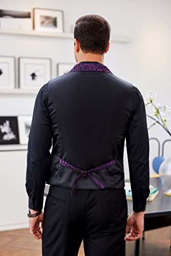 Coofandy Mens Suit Vest Purple Paisley Formal Waistcoat Tuxedo Vest Gothic Steampunk Vest For Suit Tux Purple, Small #TOP3