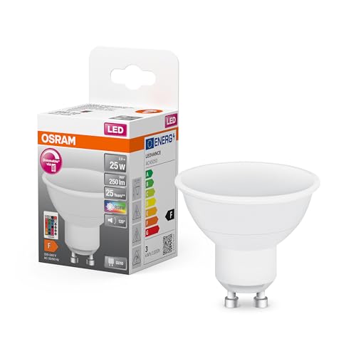 Osram STAR+ RGBW PAR16 LED Reflektorlampe mit GU10 Sockel, RGB-Farben per Fernbedienung änderbar, 2,9W, Ersatz für 25W-Reflektorlampe, matt, LED Retrofit RGBW lamps with remote control