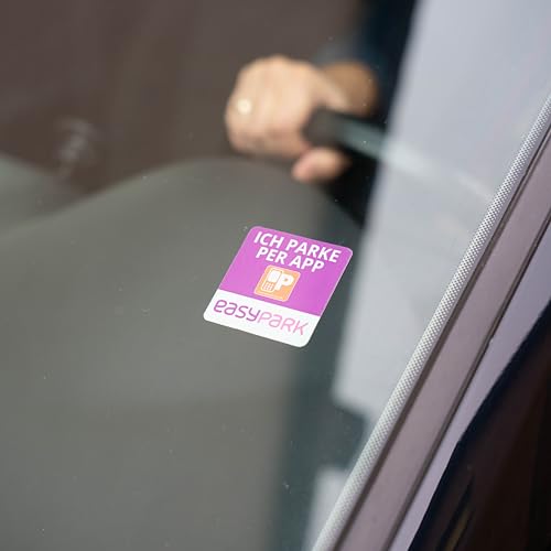 EASYPARK Easy Park ICH PARKE PER APP Hinterglasaufkleber – Parkvignette Sticker KFZ Aufkleber (5,7 x 5,7 cm) Vignette für Windschutzscheibe – App-Parken, Auto Innenaufkleber, Made in GERMANY (1)