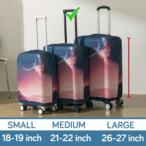 Image of HOKIPO 220gsm Durable and Washable Suitcase Covers for Trolley Suitcase, Medium (21-22inch) - Moonlit Horizon (AR-6344-D10)