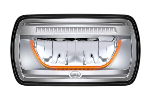 HELLA 1FE 016 773-021 LED-Fernscheinwerfer - 12/24V - rechteckig - Off-road Lighting - glasklar - Lichtfarbe: weiß/gelb (amber) - Kabel: 800mm